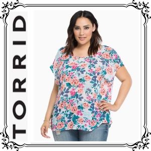 TORRID ⭐️ Floral Chiffon Bow Back Top